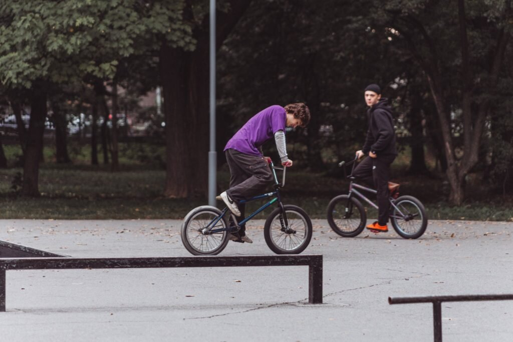 Young Boys Riding on Bicycles